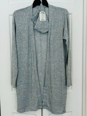 Hello Mello Grey Weightless Lounge Open Front Long Cardigan Size Small EUC